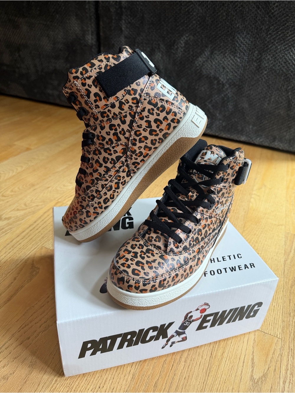 Ewing Athletics 33 Orion Strap Leopard High Top Sneakers Women's 7 NWT
